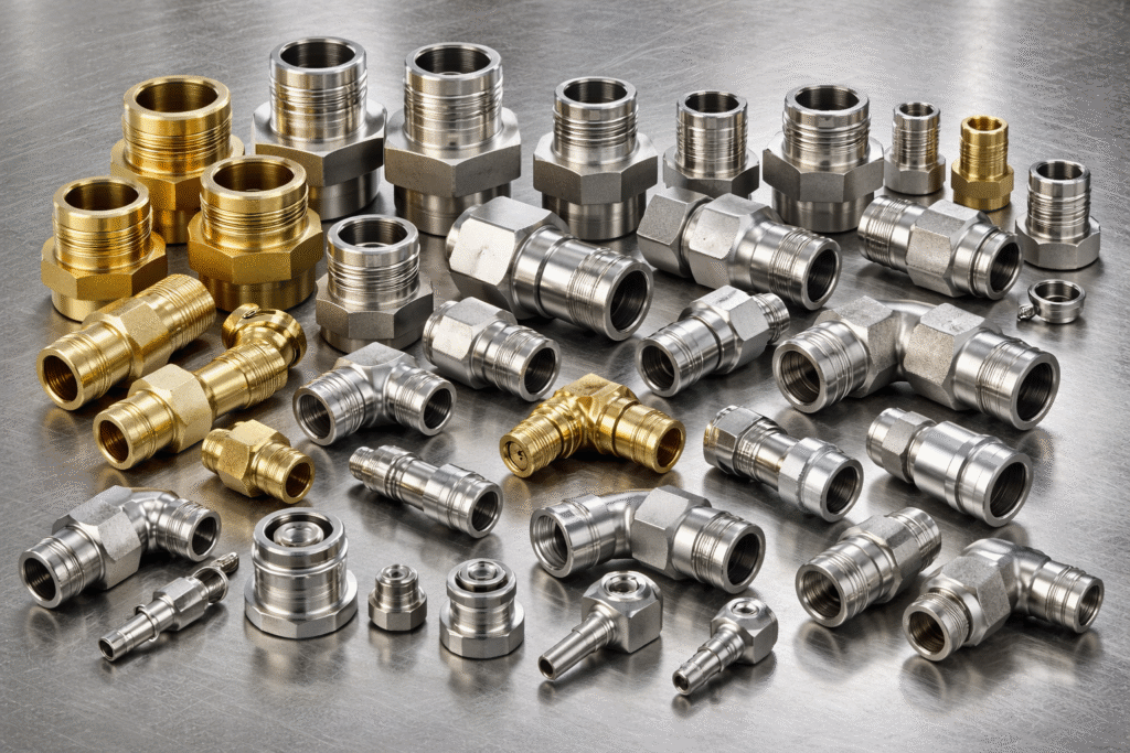 CNC lathe machined hydraulic fittings components